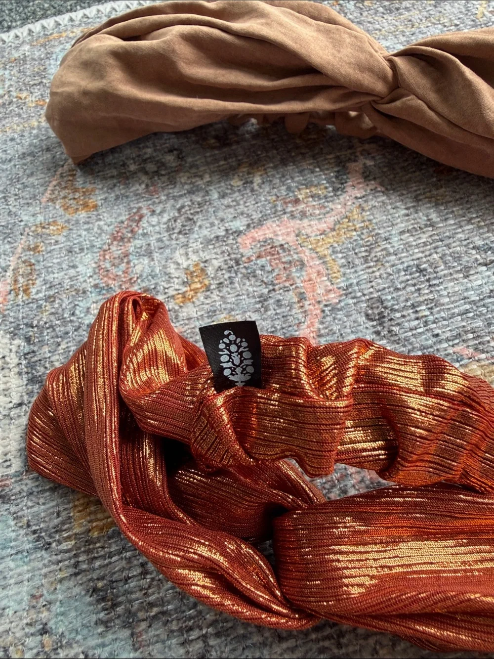 Bundle of 2 Knot Headbands Free People Copper Metallic & Faux Suede Old Navy